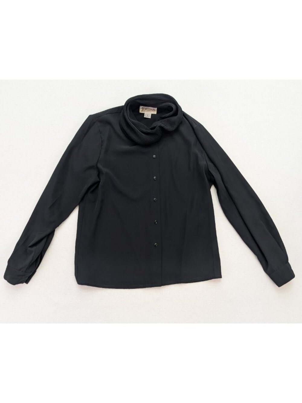 Jordan Vintage Women's Blouse Size 8 Black Long Sleeve Collared